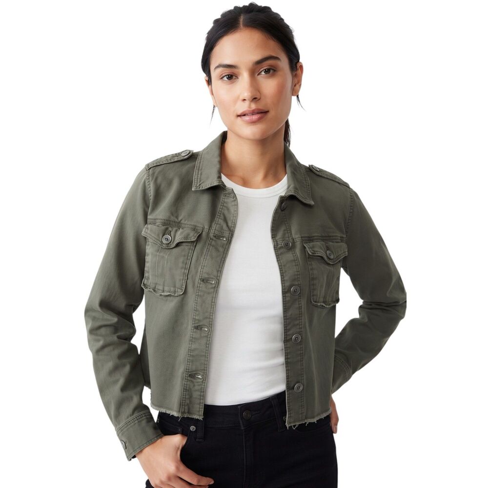 Aeropostale Cropped XL Green Button Down Army Jacket
